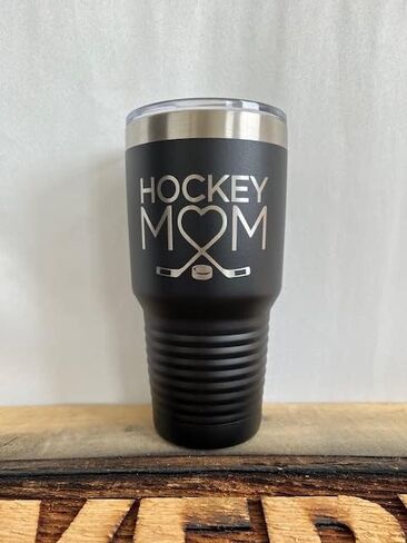 Hockey Mom Tumbler - 30 oz Black Tumbler w/Lid - Mom Gift - Hockey Gift ~ Mother's Day Gift Idea in Saudi Arabia