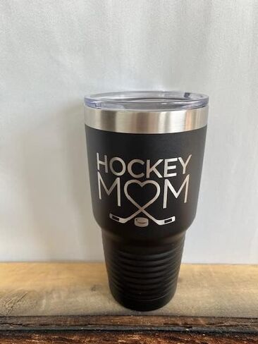Hockey Mom Tumbler - 30 oz Black Tumbler w/Lid - Mom Gift - Hockey Gift ~ Mother's Day Gift Idea in Saudi Arabia