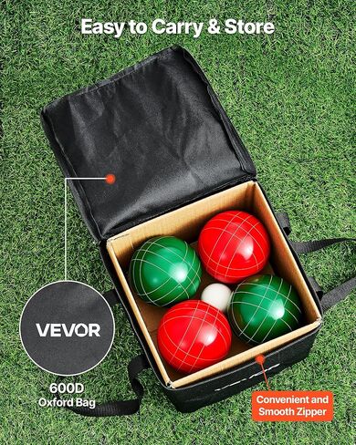 مجموعة كرات VEVOR Bocce، 107 مم، مع 8 كرات راتنج، بالينو، حقيبة حمل وحبل قياس، لونين أحمر وأخضر، لعدد 2 إلى 8 لاعبين، مجموعة ألعاب كرة Bocce للشاطئ، الحديقة، الفناء الخلفي للعائلة، في الهواء الطلق in Saudi Arabia