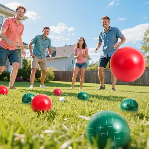 مجموعة كرات VEVOR Bocce، 107 مم، مع 8 كرات راتنج، بالينو، حقيبة حمل وحبل قياس، لونين أحمر وأخضر، لعدد 2 إلى 8 لاعبين، مجموعة ألعاب كرة Bocce للشاطئ، الحديقة، الفناء الخلفي للعائلة، في الهواء الطلق in Saudi Arabia