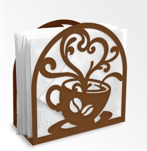 Brown Metal Napkin Holder for Table 5.9"x 5.9"x 2" Flowers and Rooster Chicks Napkin Dispenser for Kitchen Dining Countertop Farmhouse Coffee Bar for Paper Mail Bills Suitable in Saudi Arabia