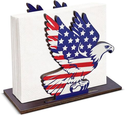4th of July Decor USA Wooden Napkin Holder for Table, Patriotic Hat USA Wood Napkin Dispenser, Memorial Day 4th of July Decorations for Kitchen Dining Room Tables Party Decor in Saudi Arabia