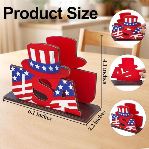 4th of July Decor USA Wooden Napkin Holder for Table, Patriotic Hat USA Wood Napkin Dispenser, Memorial Day 4th of July Decorations for Kitchen Dining Room Tables Party Decor in Saudi Arabia