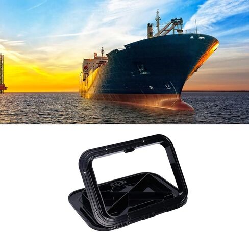 غطاء فحص فتحة الوصول إلى سطح السفينة البحرية من Acouto مع قفل للقوارب البحرية RV 14.75 بوصة × 10.6 بوصة/375 × 270 مم أسود - مقاوم in Kuwait
