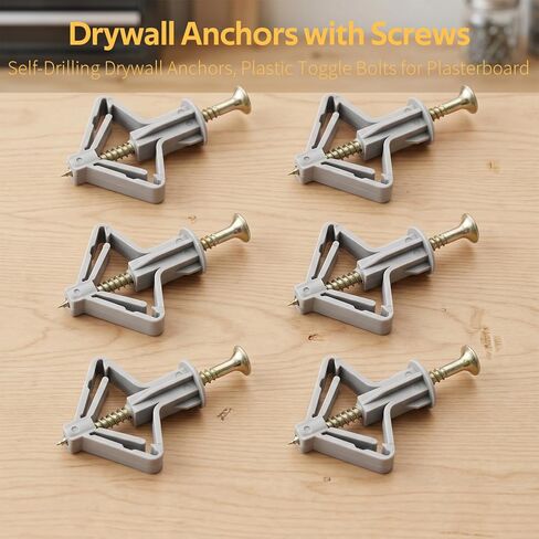 20pcs Plastic Bolt Set with Screws, M8 Butterfly Type Expandable Anchor Bolt Tool is an Ideal Choice for Gypsum Board Installation in Saudi Arabia
