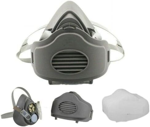 Reusable Half Face Respirator Mask with 10 Filters,2818 Food-Grade Silicone Dust Mask for Painting,Cleaning,Sanding (Gray) in Saudi Arabia