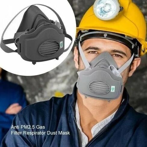 Reusable Half Face Respirator Mask with 10 Filters,2818 Food-Grade Silicone Dust Mask for Painting,Cleaning,Sanding (Gray) in Saudi Arabia