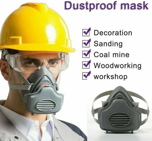 Reusable Half Face Respirator Mask with 10 Filters,2818 Food-Grade Silicone Dust Mask for Painting,Cleaning,Sanding (Gray) in Saudi Arabia