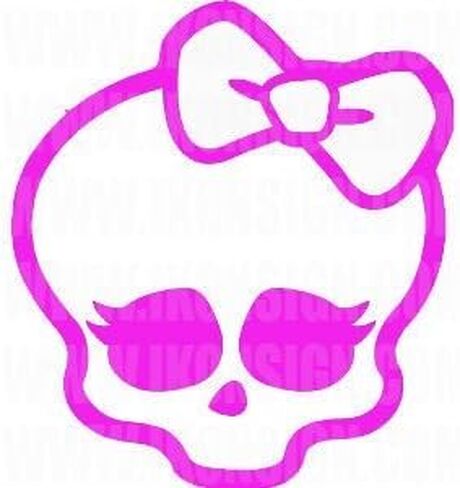 ملصق من Fan Art Rendition Monster High Girl Skull Logo بطول 5.5 بوصة مسلسل كرتوني كلاسيكي طويل القامة مخصص بعلامة مقطوعة بالقالب - اللون الوردي in Saudi Arabia