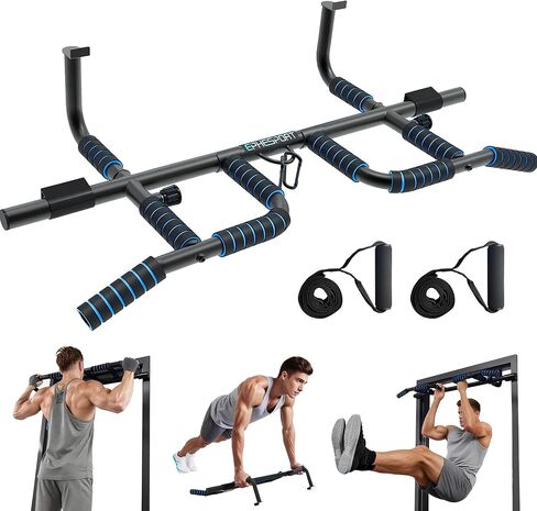 EPHESPORT 2026 شريط سحب متعدد الوظائف للمدخل - تصميم حاصل على براءة اختراع أمريكية، قابل للطي، بدون حفر أو انزلاق، شريط متعدد القبضة مع خطافات شريط مقاومة، سبائك فولاذية تجارية، وسادات PVC كبيرة، سعة 440 رطلاً in Kuwait