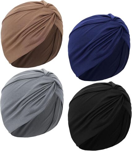 4 PCS يلف رأس العمامة للنساء القبعات المربوطة بعملة بعملة نوم القبعات ذات النوم الكيميائي للسرطان. in Kuwait