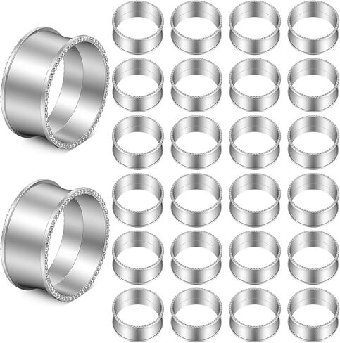 24 Pcs Bead Side Napkin Rings, Silver Stainless Steel Napkin Rings Modern Stylish Metal Napkins Buckles for Table Decorations, Wedding, Party, Dinner for Hotels, Restaurants in Kuwait