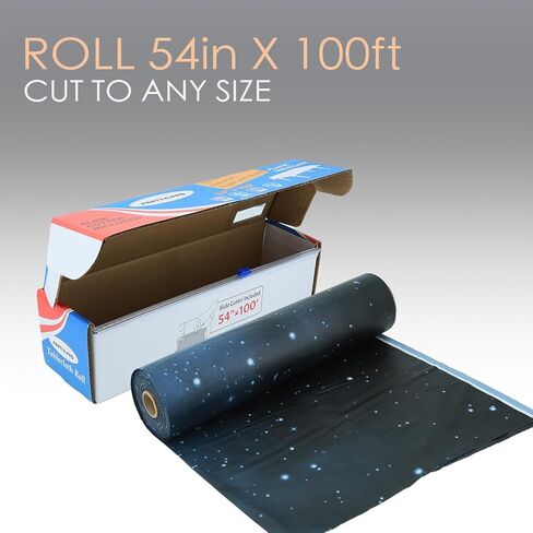 PARTYHIPPO Disposable Tablecloth Roll 54" x 100' with Built-in Cutter Box – Heavy Duty Waterproof, Wrinkle-Resistant Plastic Table Cover – Cut to Size for Rectangle, Round & Oval Tables – Starry Sky in Saudi Arabia