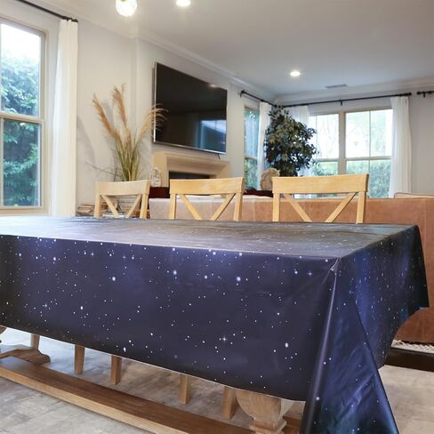 PARTYHIPPO Disposable Tablecloth Roll 54" x 100' with Built-in Cutter Box – Heavy Duty Waterproof, Wrinkle-Resistant Plastic Table Cover – Cut to Size for Rectangle, Round & Oval Tables – Starry Sky in Saudi Arabia