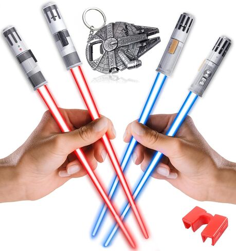 Lightsaber Chopsticks Light Up Star Wars Chopstick Light Up Mini Light Saber Chopsticks for Adults Cool Chopstick Light Saber Sticks Led Chop Sticks Jedi Stix Blue Red 2 Pairs in Saudi Arabia