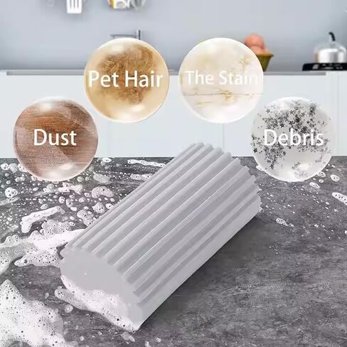 2 Pack Damp Dusting Sponge Duster, Sponge Cleaning Brush, Reusable Household Cleaner Sponges Tool for Cleaning Blinds, floorboards, Fan Blades, Glass, Window Track Grooves, Grey in Saudi Arabia