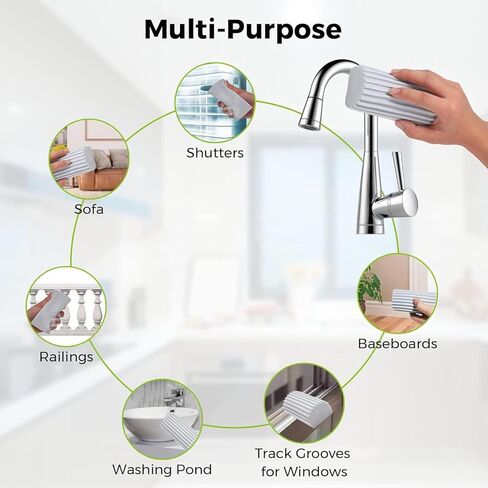2 Pack Damp Dusting Sponge Duster, Sponge Cleaning Brush, Reusable Household Cleaner Sponges Tool for Cleaning Blinds, floorboards, Fan Blades, Glass, Window Track Grooves, Grey in Saudi Arabia