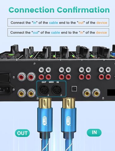 كابل EMK 5-Pin DIN MIDI ذكر إلى ذكر كابلات Midi متوافقة مع لوحة مفاتيح MIDI/مركب/جيتار متعدد التأثيرات/واجهة الصوت/خلاط الصوت/مضخم الصوت/بطاقة الصوت الخارجية (6.6 قدم/2 متر-2 قطعة) in Kuwait