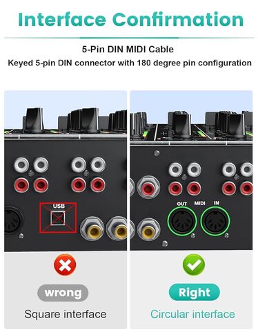كابل EMK 5-Pin DIN MIDI ذكر إلى ذكر كابلات Midi متوافقة مع لوحة مفاتيح MIDI/مركب/جيتار متعدد التأثيرات/واجهة الصوت/خلاط الصوت/مضخم الصوت/بطاقة الصوت الخارجية (6.6 قدم/2 متر-2 قطعة) in Kuwait