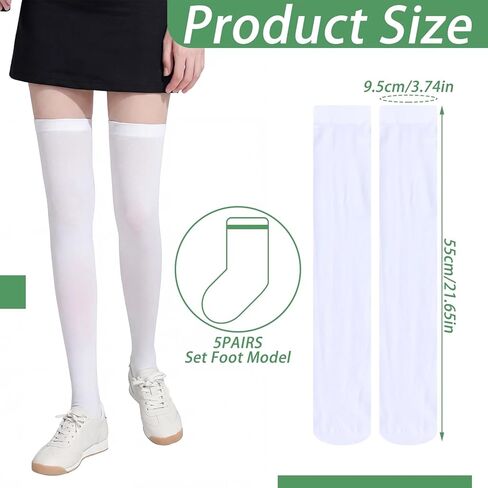 Cuffbow 5 Pairs Golf Sun Protection Socks Upf50+ Overknee Stocking Ice Silk Cool Breathable Socks for Women School Outdoor Sports in Saudi Arabia