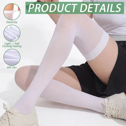Cuffbow 5 Pairs Golf Sun Protection Socks Upf50+ Overknee Stocking Ice Silk Cool Breathable Socks for Women School Outdoor Sports in Saudi Arabia