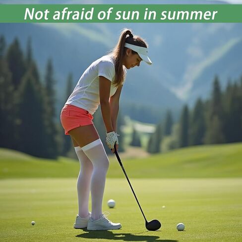 Cuffbow 5 Pairs Golf Sun Protection Socks Upf50+ Overknee Stocking Ice Silk Cool Breathable Socks for Women School Outdoor Sports in Saudi Arabia