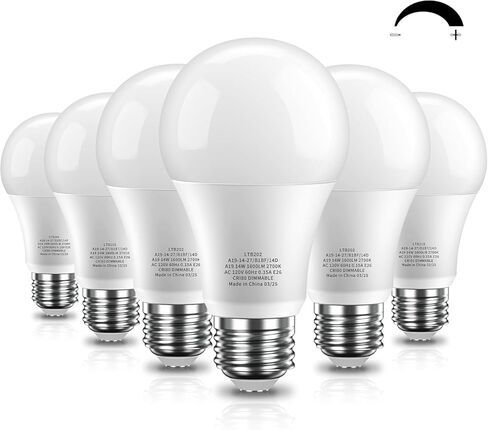 لمبة إضاءة خافتة للضوء، مصابيح LED مكافئة 100 وات، E26 14W 1600LM 5000K ضوء النهار الأبيض A19، 80+ CRI، عمر 15000 ساعة - 6 عبوات in Saudi Arabia