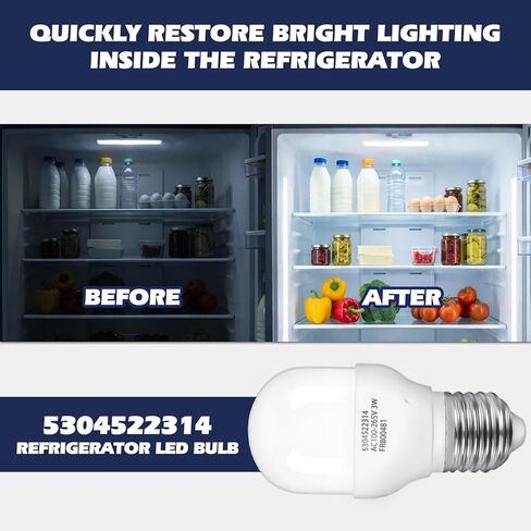Kei D28x لمبة الثلاجة AC100-265V 3 واط لمبة الثلاجة 5304522314 متوافقة مع ثلاجة فريجيدير استبدال قاعدة E17 in Kuwait