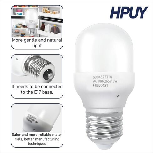 Kei D28x لمبة الثلاجة AC100-265V 3 واط لمبة الثلاجة 5304522314 متوافقة مع ثلاجة فريجيدير استبدال قاعدة E17 in Kuwait