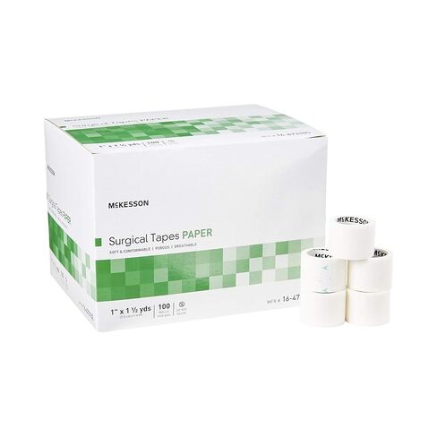McKesson Surgical Tapes, Non-Sterile, Paper, Breathable, 1 in x 1 1/2 yd, 100 Rolls, 1 Pack in Saudi Arabia
