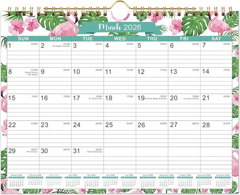 2026 Wall Calendar - 15" x 11.5" Large Wall Calendar from January 2026 - December 2026 with Julian Dates, Two-Wire Binding, Perfect for Planning in Saudi Arabia