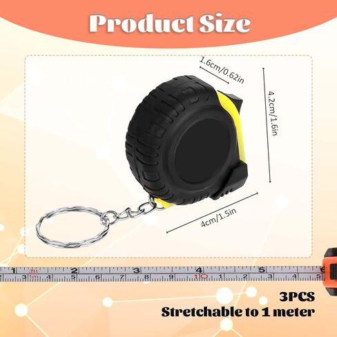 3Ft Mini Tape Measure 3 Pcs Small Measuring Tape Metric/Inch Keychain Tapes Retractable Pocket Measurement Tapes Measure, Easy Read in Saudi Arabia