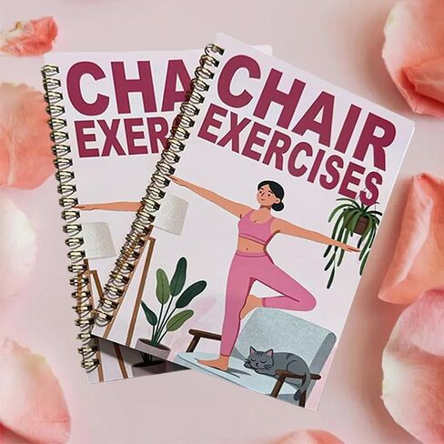 28-Day Chair Yoga Guide Book for Beginners, 60 Workouts for Weight Loss & Flexibility, Spiral Bound Senior Exercise Book,5.5x8.3 Inch,Pink in Saudi Arabia