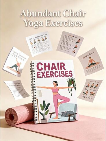 28-Day Chair Yoga Guide Book for Beginners, 60 Workouts for Weight Loss & Flexibility, Spiral Bound Senior Exercise Book,5.5x8.3 Inch,Pink in Saudi Arabia