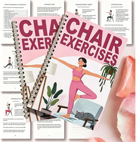 28-Day Chair Yoga Guide Book for Beginners, 60 Workouts for Weight Loss & Flexibility, Spiral Bound Senior Exercise Book,5.5x8.3 Inch,Pink in Saudi Arabia