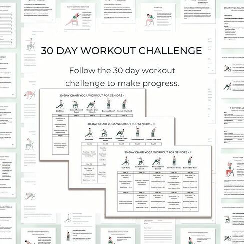 28-Day Chair Yoga Guide Book for Beginners, 60 Workouts for Weight Loss & Flexibility, Spiral Bound Senior Exercise Book,5.5x8.3 Inch,Pink in Saudi Arabia