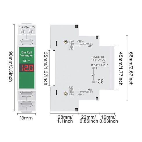 DC Digital Voltmeter DIN Rail Mount LED Display Switching Output DC 11V-310V Full Isolation in Saudi Arabia