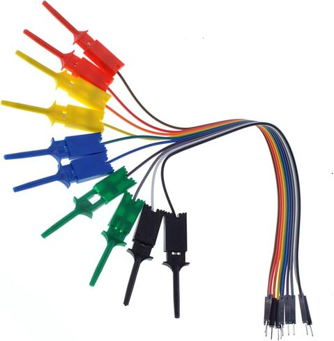 Oiyagai 10Pcs Test Hook Clips with 20cm/7.87" Male Header Jumper Wires & SOIC IC Grabber Test Hook Clips to Dupont Wire for Power Supply Testing in Saudi Arabia
