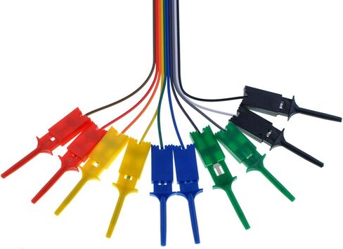 Oiyagai 10Pcs Test Hook Clips with 20cm/7.87" Male Header Jumper Wires & SOIC IC Grabber Test Hook Clips to Dupont Wire for Power Supply Testing in Saudi Arabia