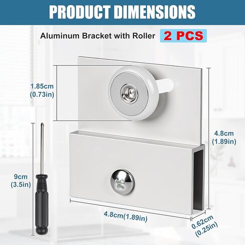 2 Pcs Shower Door Rollers,M 6054 Sliding Glass Door Rollers – Frameless Shower Door Top Bracket Roller Assembly with 3/4" Shower Doors Wheels, Ball Bearings, Chrome Aluminum for Sliding Glass Door in Kuwait