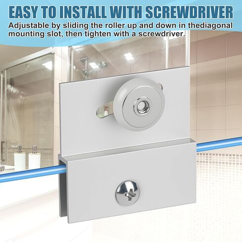 2 Pcs Shower Door Rollers,M 6054 Sliding Glass Door Rollers – Frameless Shower Door Top Bracket Roller Assembly with 3/4" Shower Doors Wheels, Ball Bearings, Chrome Aluminum for Sliding Glass Door in Kuwait