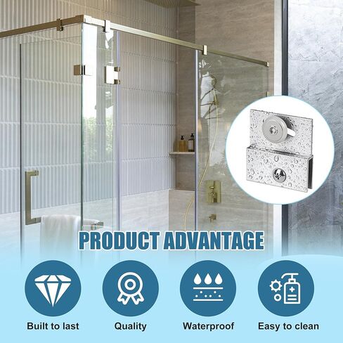 2 Pcs Shower Door Rollers,M 6054 Sliding Glass Door Rollers – Frameless Shower Door Top Bracket Roller Assembly with 3/4" Shower Doors Wheels, Ball Bearings, Chrome Aluminum for Sliding Glass Door in Kuwait