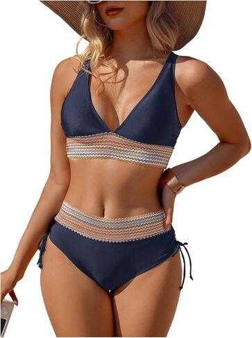GORGLITTER Women's High Cut High Waisted Bikini Cheeky Sexy Halter Swimsuit Tummy Control Bathing Suits 2026 Summer in Saudi Arabia