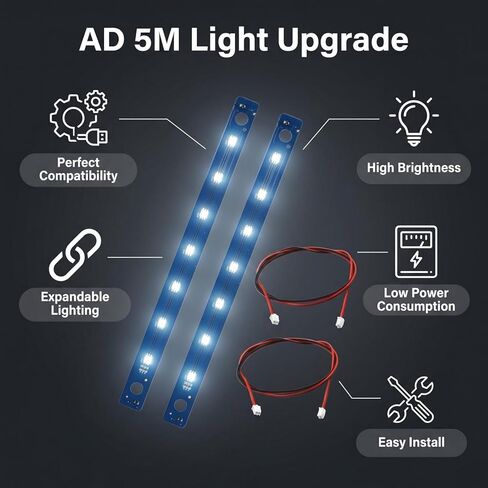 قطعتان من مصابيح LED AD5M مع أجزاء طباعة إبداعية، 7 مصابيح LED بديلة لشريط Flashforge Adventurer 5M/5M Pro/AD5X in Kuwait