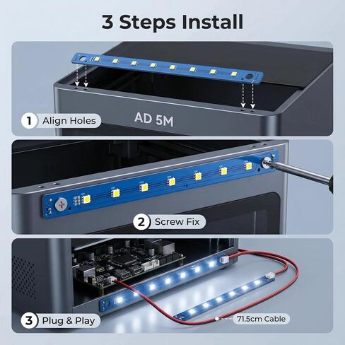 قطعتان من مصابيح LED AD5M مع أجزاء طباعة إبداعية، 7 مصابيح LED بديلة لشريط Flashforge Adventurer 5M/5M Pro/AD5X in Kuwait