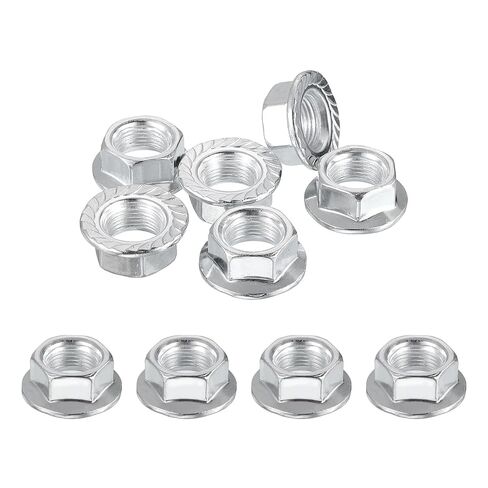 Patikil M14x1.5mm مسننة شفة عرافة قفل المكسرات، 5 قطع متري غرامة الموضوع الكربون الصلب عدم الانزلاق سداسية شفة الجوز السحابات لتصنيع الآلات الاستخدام الصناعي DIY، الفضة in Kuwait