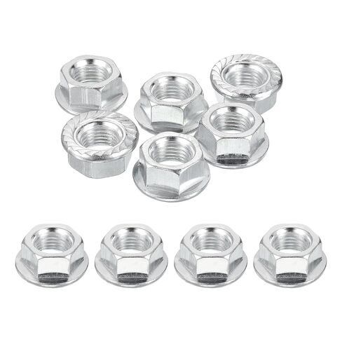 Patikil M14x1.5mm مسننة شفة عرافة قفل المكسرات، 5 قطع متري غرامة الموضوع الكربون الصلب عدم الانزلاق سداسية شفة الجوز السحابات لتصنيع الآلات الاستخدام الصناعي DIY، الفضة in Kuwait