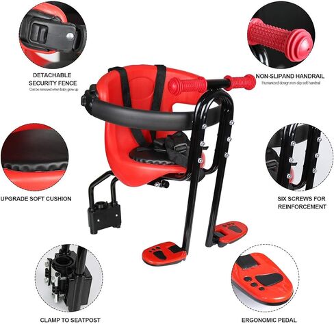 INNOLIFE Baby Bicycle Seat - Front Mounted Child Bike Seat with Handrail, Kids Bike Seat for Adult Bike in Saudi Arabia