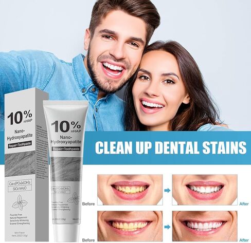 Hydroxyapatite Toothpaste, 10% Nano-Hydroxyapatite Toothpaste for Advanced Enamel Protection,New Upgraded Formula,Gentle Mint,Fresh Breath(2 Pcs) in Saudi Arabia
