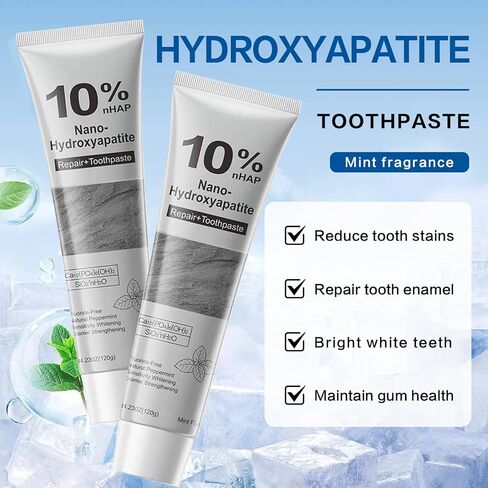 Hydroxyapatite Toothpaste, 10% Nano-Hydroxyapatite Toothpaste for Advanced Enamel Protection,New Upgraded Formula,Gentle Mint,Fresh Breath(2 Pcs) in Saudi Arabia
